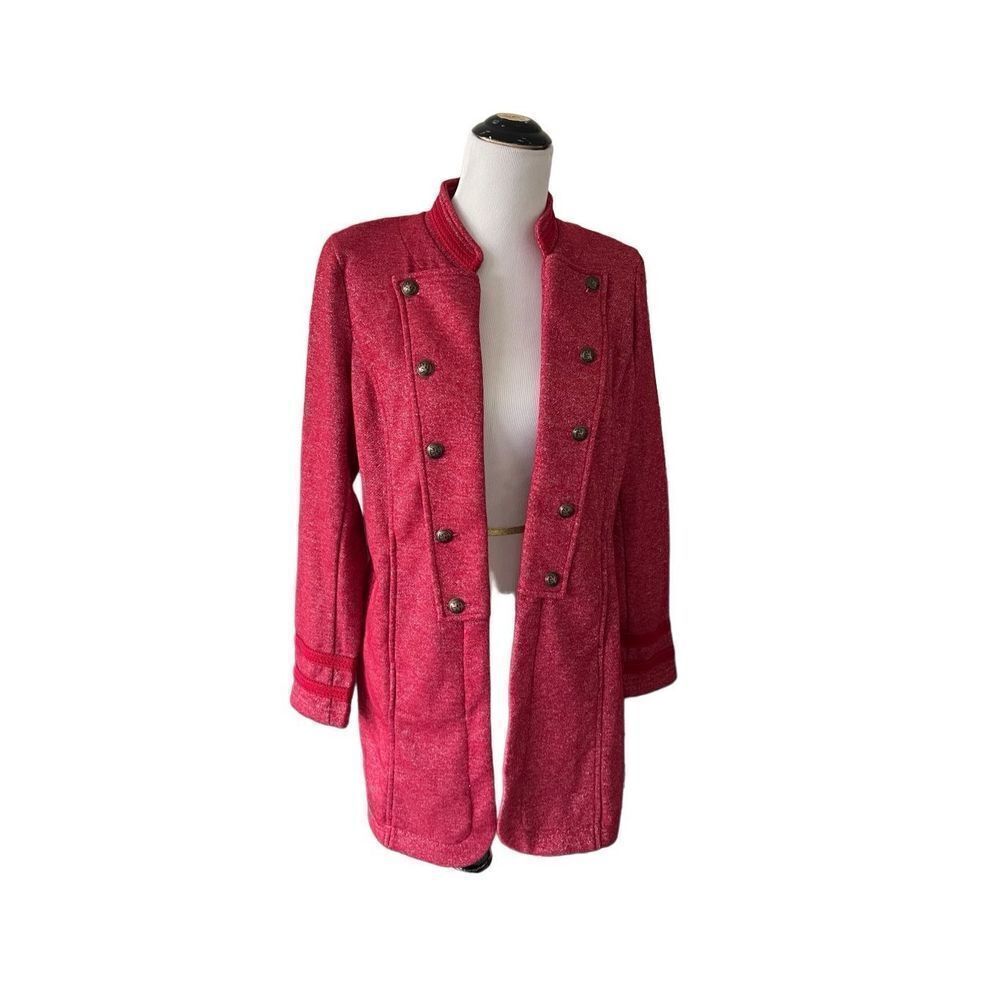 Tommy Hilfiger red military style open front jacket size M - Picture 2 of 7